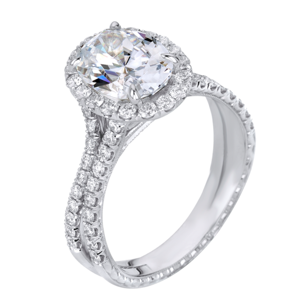 Oval-Cut Split Band Diamond Engagement Ring - KGR1216